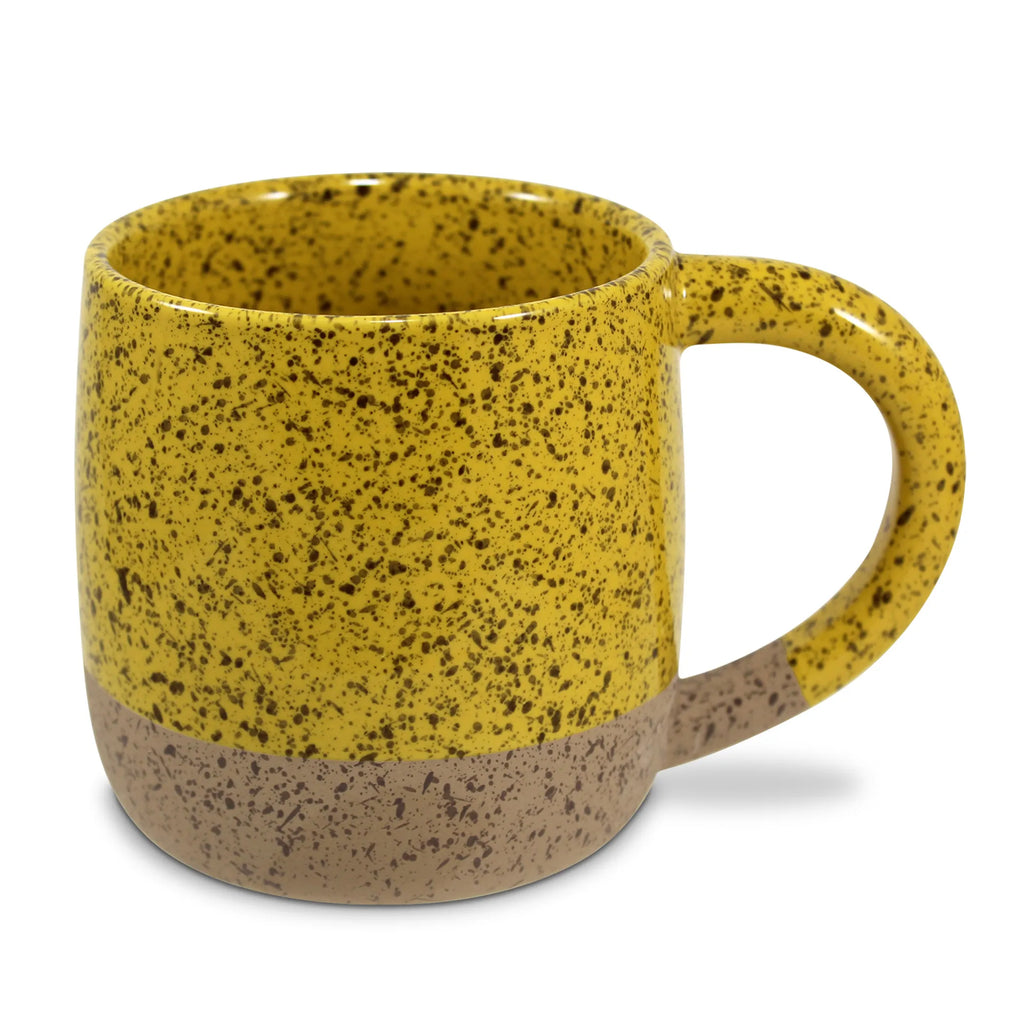 Happy Gold Speckled Stone Ceramic Mug 18 oz - Rustic Handcrafted Coffee Mug