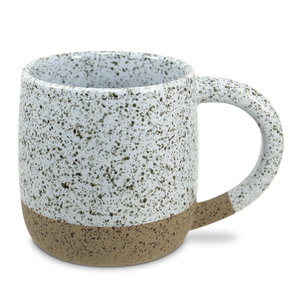 Peace Speckled Stone White Ceramic Mug 18 oz - Rustic Handcrafted Coffee Mug