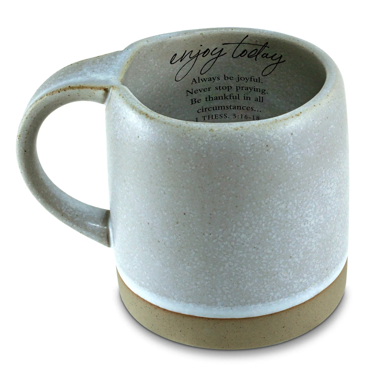 Enjoy Today Stone Gray Ceramic Coffee Mug 18 oz — Reactive Glaze Inspirational Mug