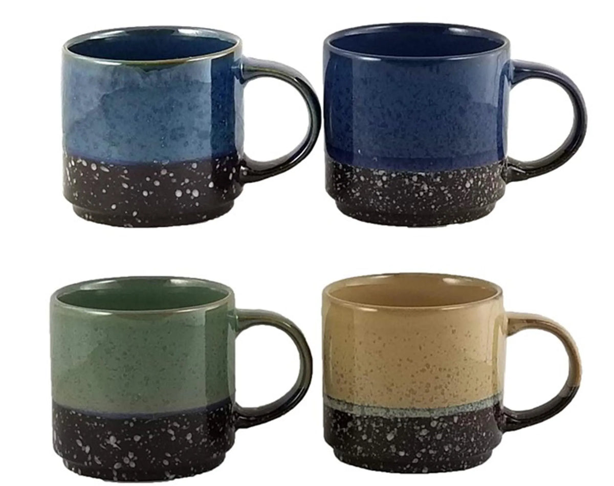 Marcelle 4-Piece Stackable Mug Set – 14 oz Stoneware with Stand | Blue Haven
