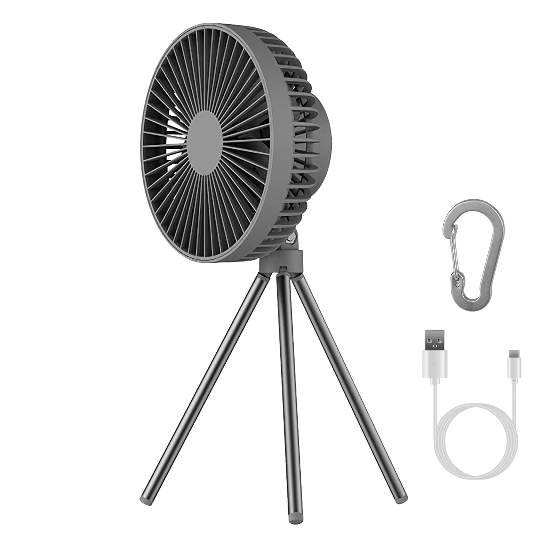 Portable Camping Fan with Rechargeable 4000mAh Battery and Foldable Tripod Stand