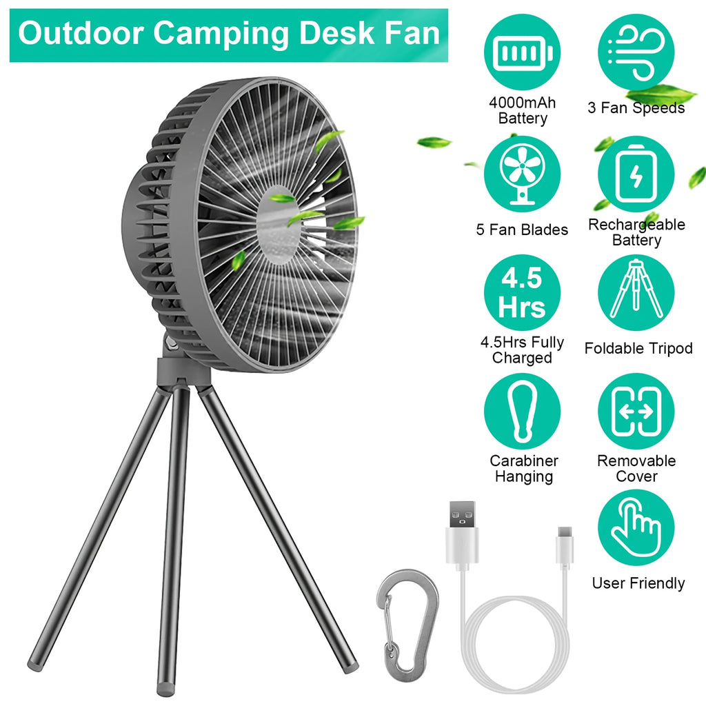 Portable Camping Fan for Tent Camping, Hiking, Fishing and Outdoor Travel