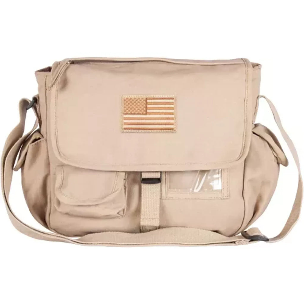 Retro Messenger Bag with USA Emblem | Military Canvas Bag - Olive Drab | Fox Outdoor