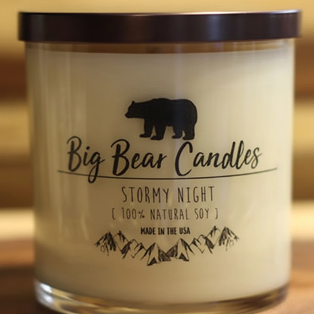 Big Bear Candles Stormy Night