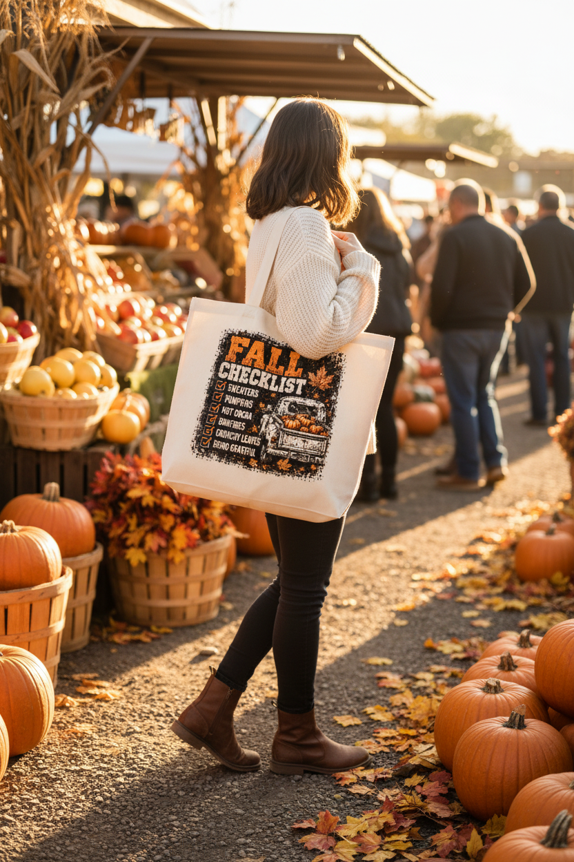 Canvas Tote Fall Checklist - Market