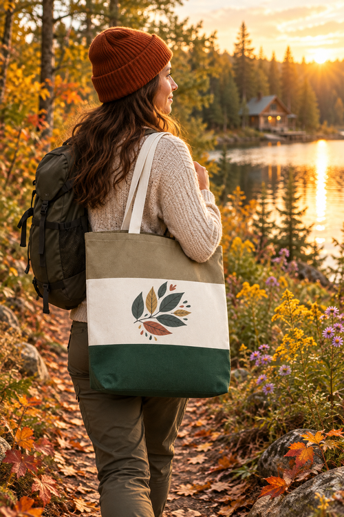 Forest/Natural/Khaki tote lifestyle shot