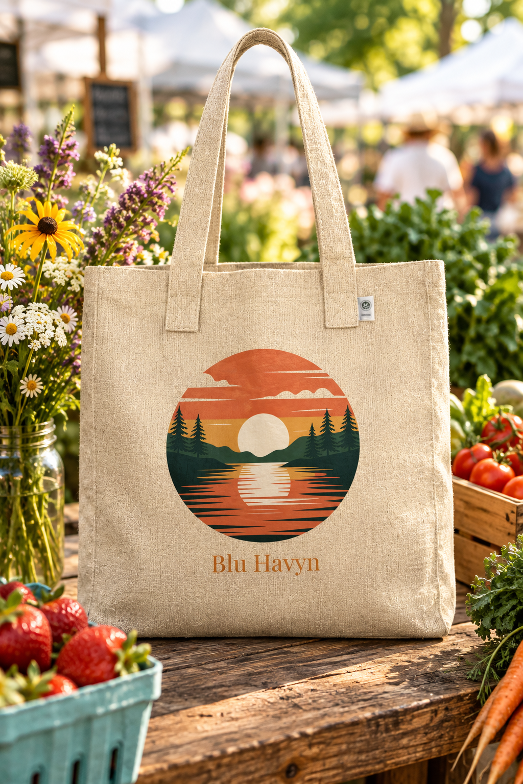 Natural tote at a farmers market