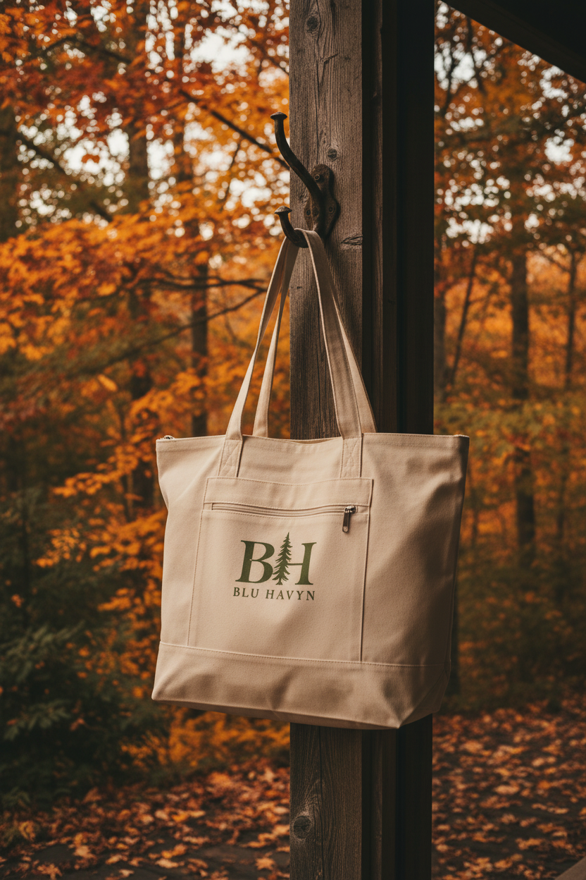 Zippered Canvas Tote - Cabin Mood